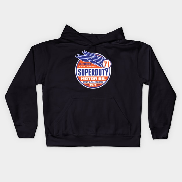 SuperDuty Motor Oil Kids Hoodie by peter2637